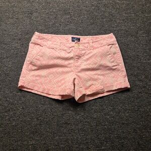 American Eagle Midi Shorts Womens 10 Pink Geometric Tribal Stretch Summer Casual